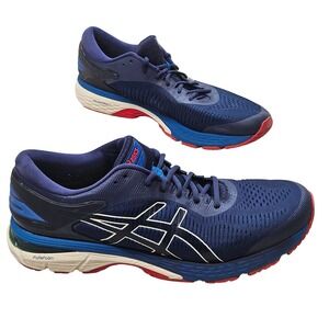 ASICS Gel-Kayano 25 Mens Blue Red Running Stability Sneakers 1011A019 Size 13